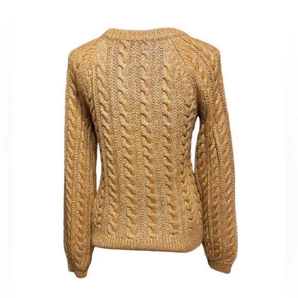 ABERCROMBIE & FITCH Women's Mustard Pullover Cable Knit Sweater - Small - Picture 3 of 4